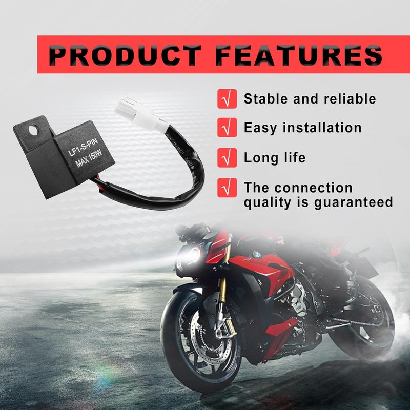 Pleoos ​​ 12V 2-Pin Electronic LED Flasher Relay, Turn Signal Flasher Relay for Motorcycle Fixes Turn Signal Bulbs Hyper Flash (Relay-1Pcs) - Image 5